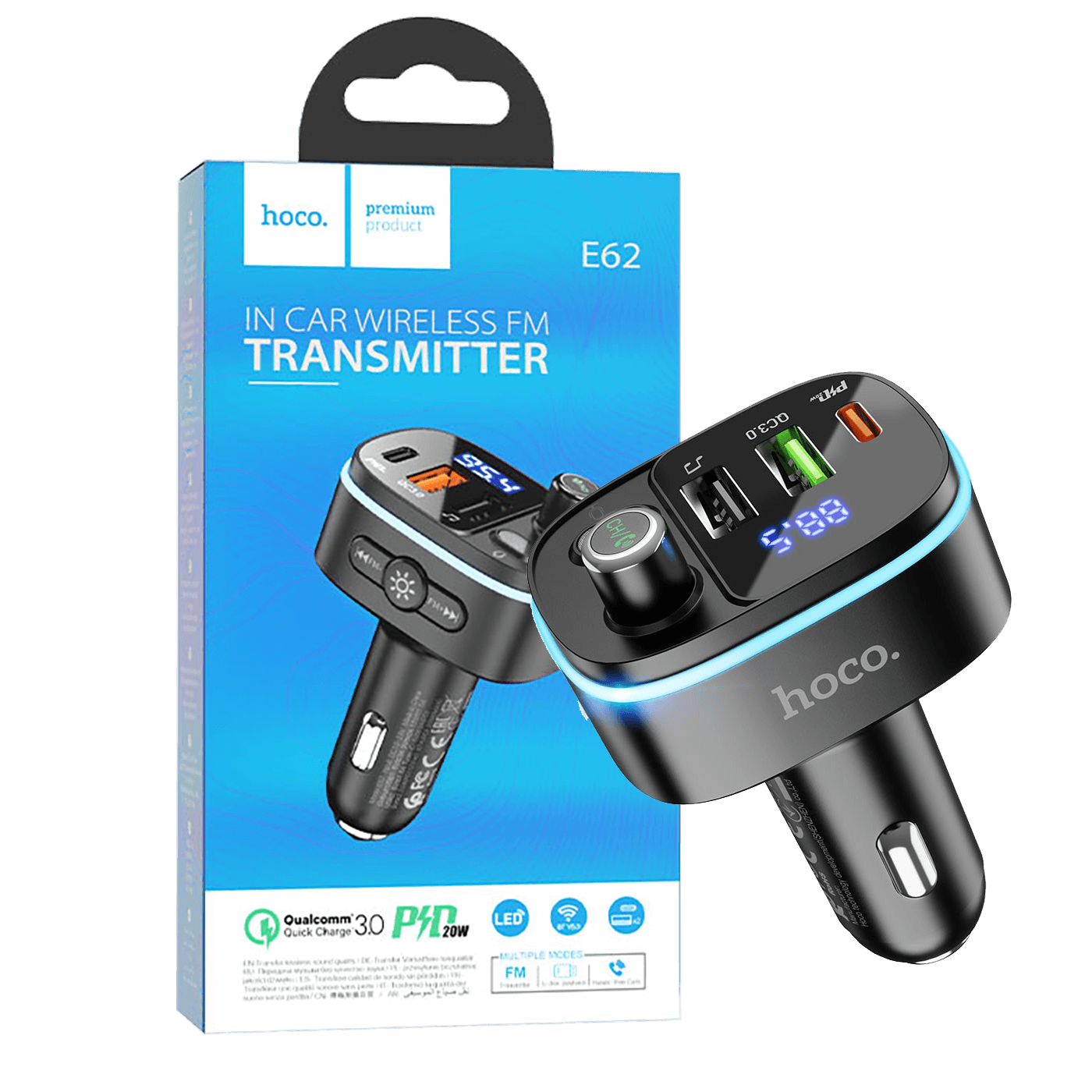 Hoco E62, Bluetooth FM Transmitter Car Charger