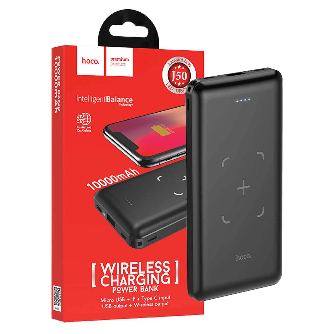 hoco. Punjač prijenosni, USB + bežični, 10000mAh - J50 Surf
