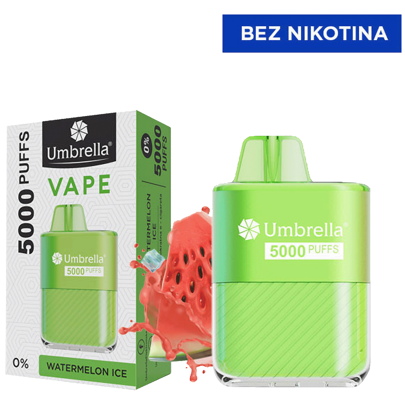 Cigareta elektronska, jednokratna, Watermelon Ice 0mg Umbrella E