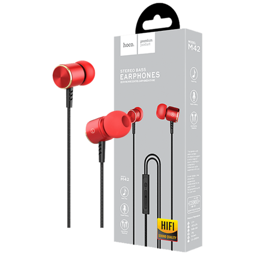 Slušalice sa mikrofonom, 3.5 mm,dužina kabela 1.2 met,crvena