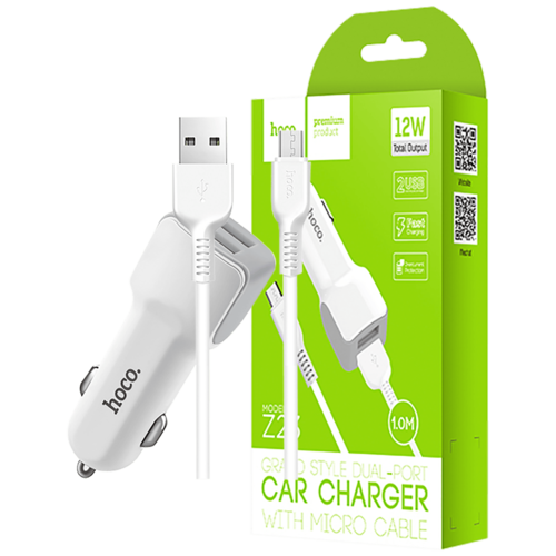 Auto punjač sa micro USB kabelom, 2 x USB, 5 V/2.4 A