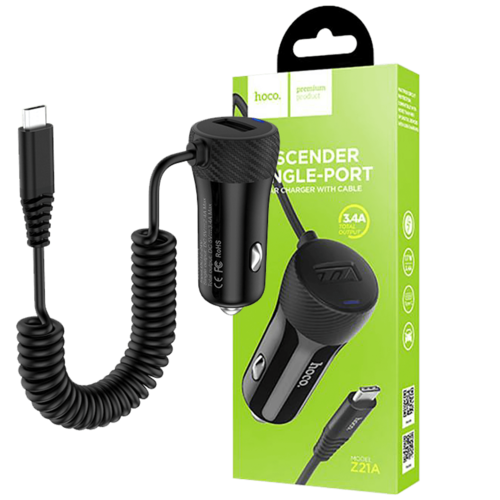 Auto punjač sa micro USB kabelom, 1 x USB,  2.4 A max.