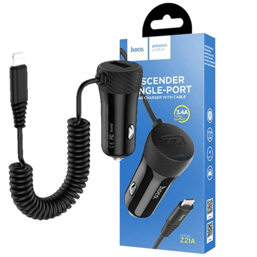 Auto punjač za Lightning kabelom,  1 x USB, 2.4 A max.