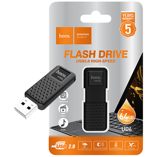 USB Flash Drive 64GB, USB 2.0, crni