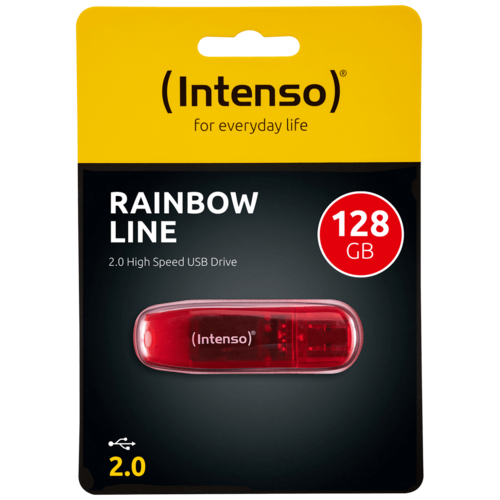 USB Flash drive 128GB Hi-Speed USB 2.0, Rainbow Line, RED