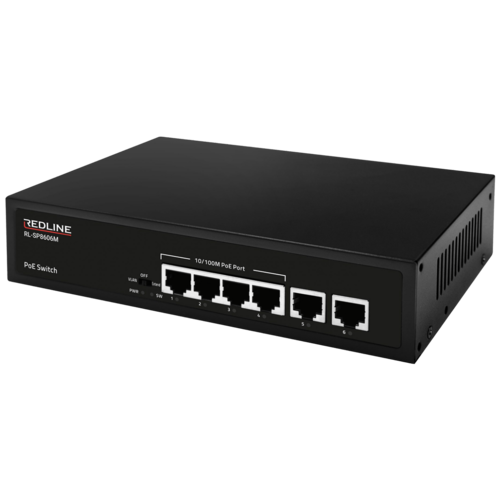 PoE mrežni switch, 6 port RJ-45 , 4 PoE / 65W