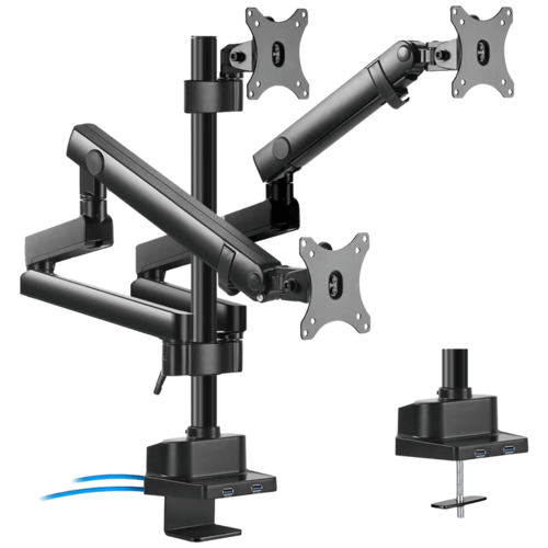 Stolni nosač za 3 LCD monitor, 17  inch- 27 inch, 2 x USB3.0 port