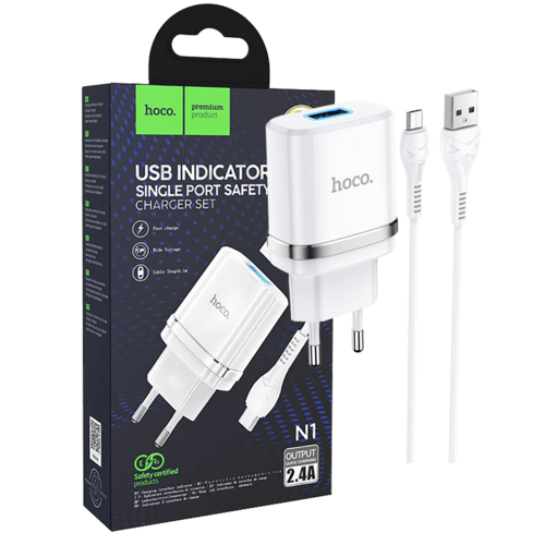 Punjač kućni sa micro USB kabelom, N1, 2.4A