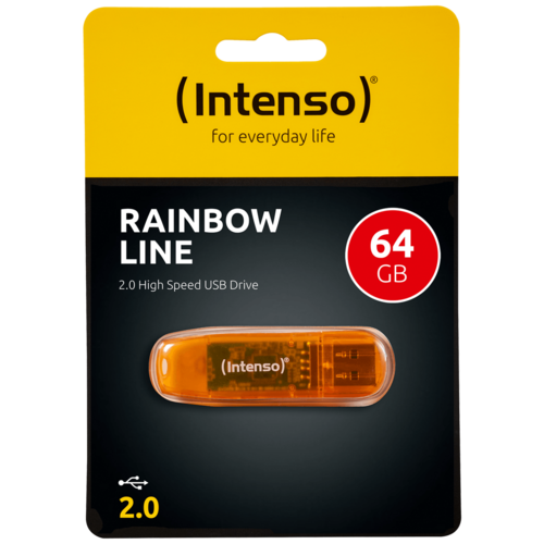 USB Flash drive 64GB Hi-Speed USB 2.0, Rainbow Line, ORANGE