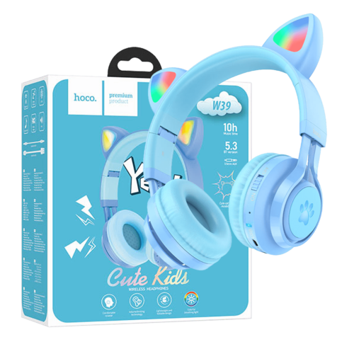 Slušalice bežične sa mikrofonom, Bluetooth, mačje uši, plava