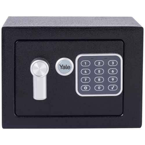 Sef, mini, PIN code pristup, zaključavanje s ključem, crni