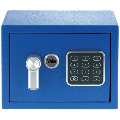 Sef, mini, PIN code pristup, zaključavanje s ključem, plava