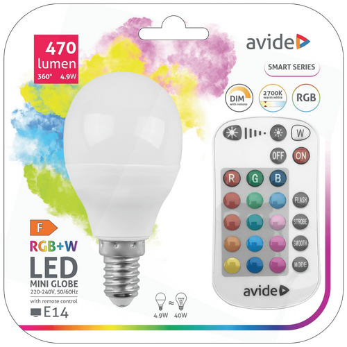 Pametna sijalica, LED 4.9W, E14, RGB+W, 2700K, daljinski