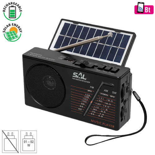 Radio prijemnik, solarno / baterijsko napajanje, Bluetooth