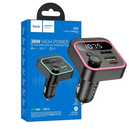 FM modulator, Bluetooth, 12/24V, 2 x USB, PD QC3.0 20W