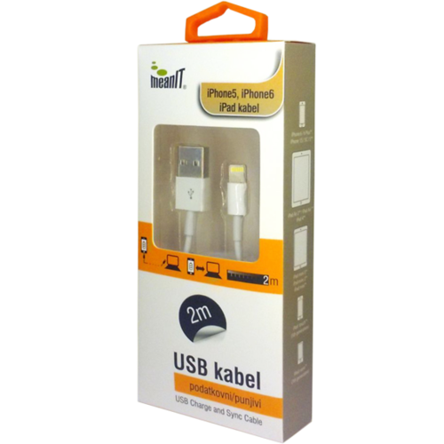 USB kabl za Iphone 5 / 6, iPAD, dužina 2.0 metra, bijeli