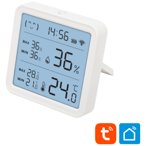 Pametni mjerač temperature i vlažnosti, LCD, sat