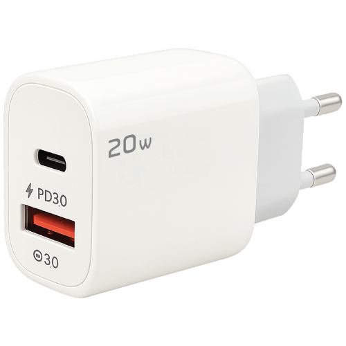 Punjač kućni, 1 x USB-A, 1 x USB-C, 20W
