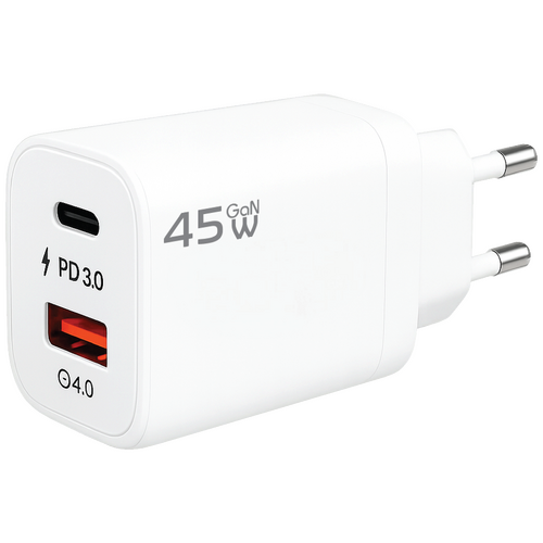 Punjač kućni, 1 x USB-A, 1 x USB-C, 45W, GaN