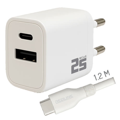 Punjač sa USB-C kablom, 1 x USB-A, 1 x USB-C, brzi, 25W