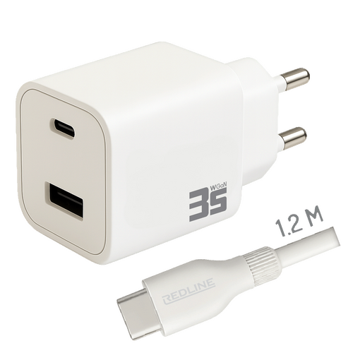 Punjač sa USB-C kablom, 1 x USB-A, 1 x USB-C, brzi, 35W