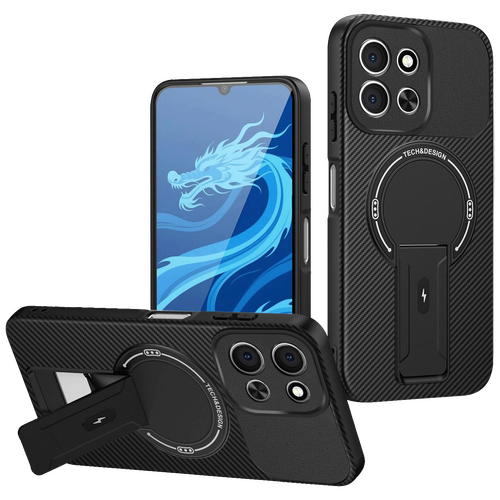 Maska za Redmi 15C, Carbon Fiber Texture, MagSafe, stalak