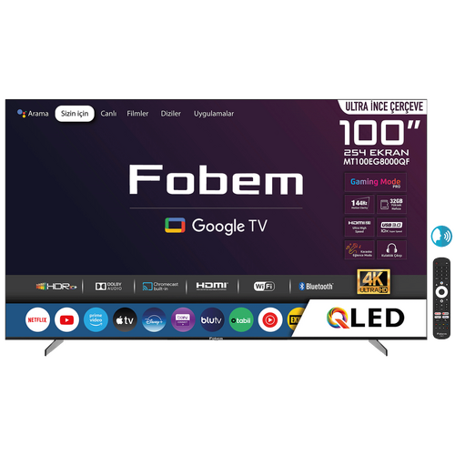 Fobem - Televizor Smart QLED 4K UltraHD 100 inch, Google TV