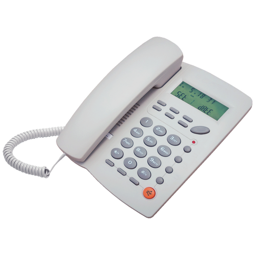 Telefon stolni, LCD zaslon, ID broja, handsfree, bijeli