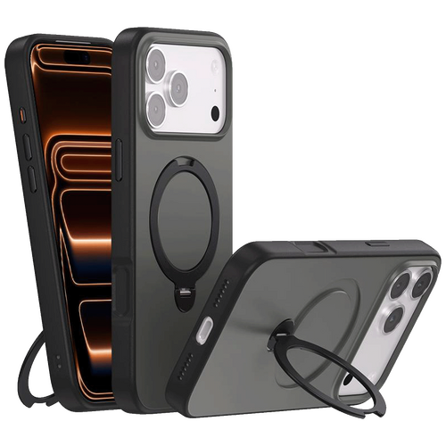 Maska sa rotirajućim držačem za iPhone 17 Pro, Magsafe, crna Maska sa rotirajućim držačem za iPhone 17 Pro, Magsafe, crna