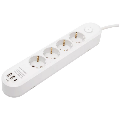 Produžni kabl, 4 utičnice, 1.5mm², USB, 1.5 met.