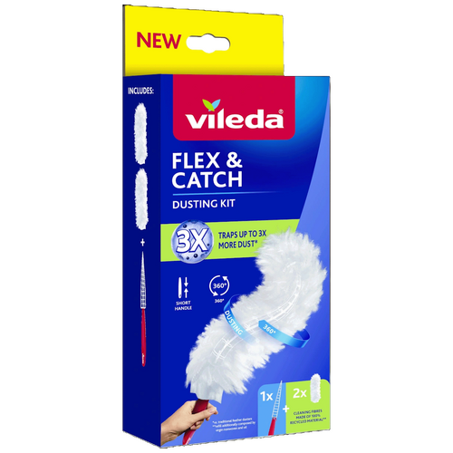 Krpa za prašinu s kratkom drškom i 2 fleksibilna umetka 