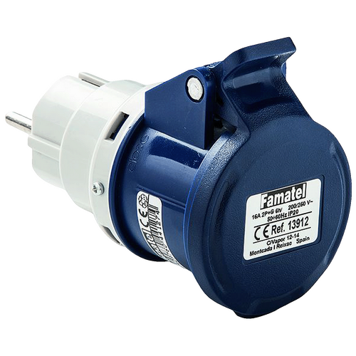 Industrijski adapter za utikač 2P+T/schuko utičnica 16A,IP20 Industrijski adapter za utikač 2P+T/schuko utičnica 16A,IP20