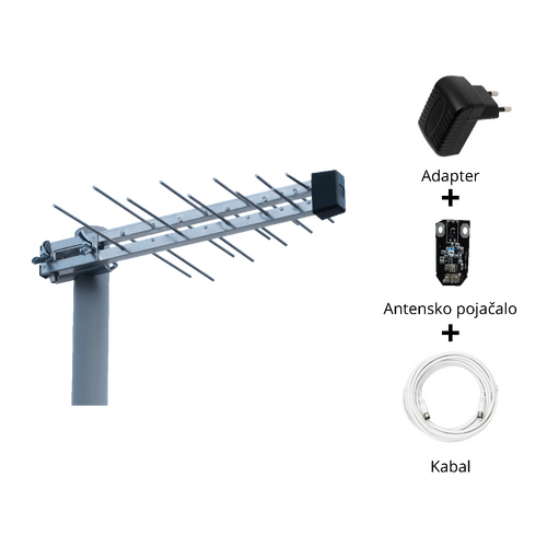 Antena Loga UHF sa pojačalom, dobit 16 dB, F-konektor