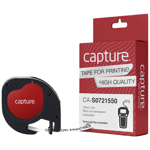 Traka za LetraTag, 12 mm, 4 met., crni tekst/providna traka Traka za LetraTag, 12 mm, 4 met., crni tekst/providna traka