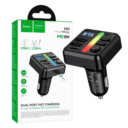 FM modulator, Bluetooth, 12V/24V, 2xUSB-A, 1xUSB-C, PD/QC