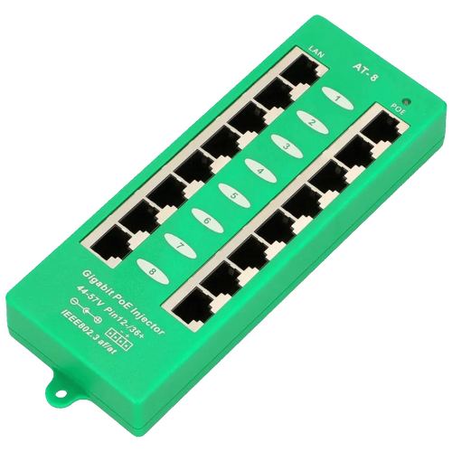 PoE Injector sa 8 Gigabit 802.3at/af porta, Mode A, aktivni