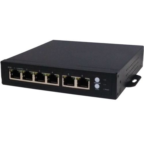 PoE mrežni switch, 6 port RJ-45, 4 PoE, rack ugradnja 