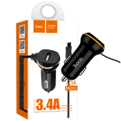 Auto punjač  sa micro USB kabl, USB, 5 V/3.4 A, crna