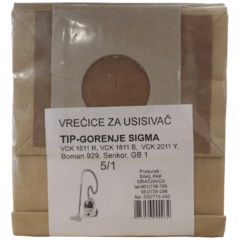 Vrećice za usisavač 5/1, Boman 929, Sigma, GB1