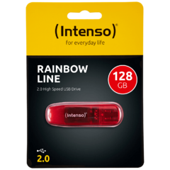 USB Flash drive 128GB Hi-Speed USB 2.0, Rainbow Line, RED
