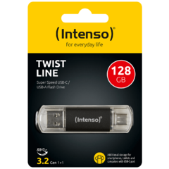 USB Flash drive 128GB, USB 3.2, USB-C, USB-A, Twist Line