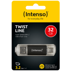 USB Flash drive 32GB, USB 3.2, USB-C, USB-A, Twist Line