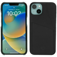 Maska za iPhone 14 Pro, držač za kartice, koža, crna