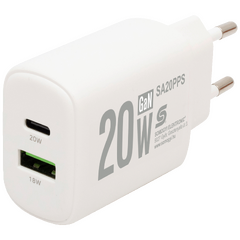 Punjač kučni, brzi, 1 x USB-A, 1 x USB-C, 20W, GaN
