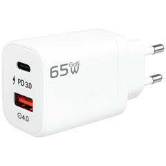 Punjač kućni, 1 x USB-A, 1 x USB-C, 65W, GaN