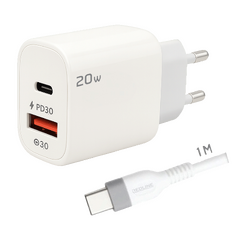 Punjač sa USB-C kablom,  1 x USB-A, 1 x USB-C, 20W
