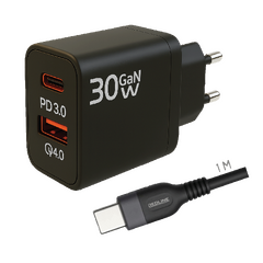 Punjač sa USB-C kablom,  1 x USB-A, 1 x USB-C, 30W