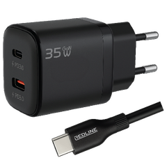Punjač sa USB-C kablom,  2 x USB-C, 35W