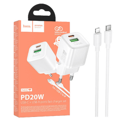 Punjač kućni sa type C - Lightning kabelom, PD20W + QC3.0
