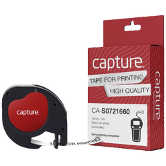 Traka za LetraTag, 12 mm, 4 met., crni tekst / bijela  traka